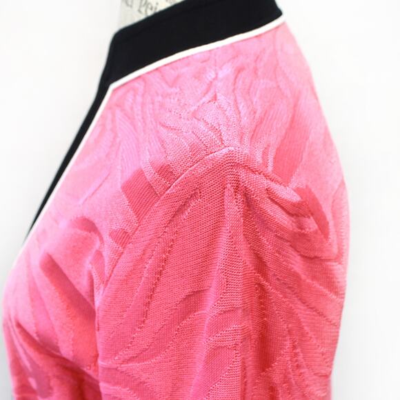 Ming Wang Pink Open Front Classic 100% Filament Cardigan Jacket & Top Set Small - Picture 6 of 14